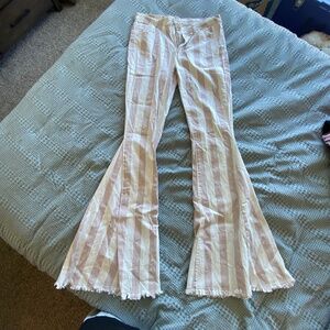 Altard State striped flare denim pants LARGE